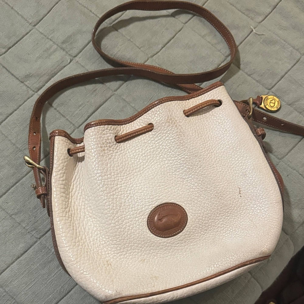 Dooney & Bourke Cream and Tan Leather Shoulder Bag